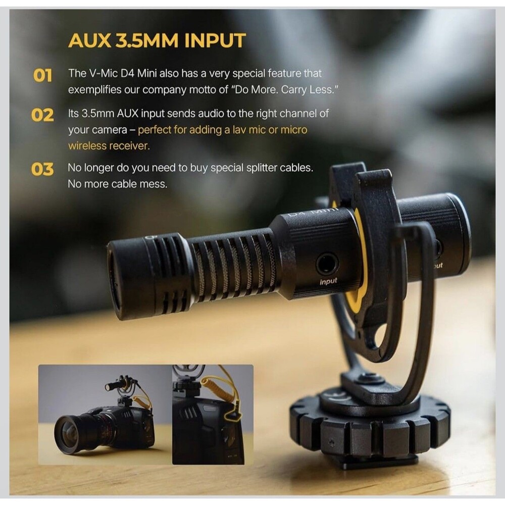 V-Mic D4 Mini Video Microphone 20mph Wind Rating,Runs of 1-5V from Cameras,Ph...